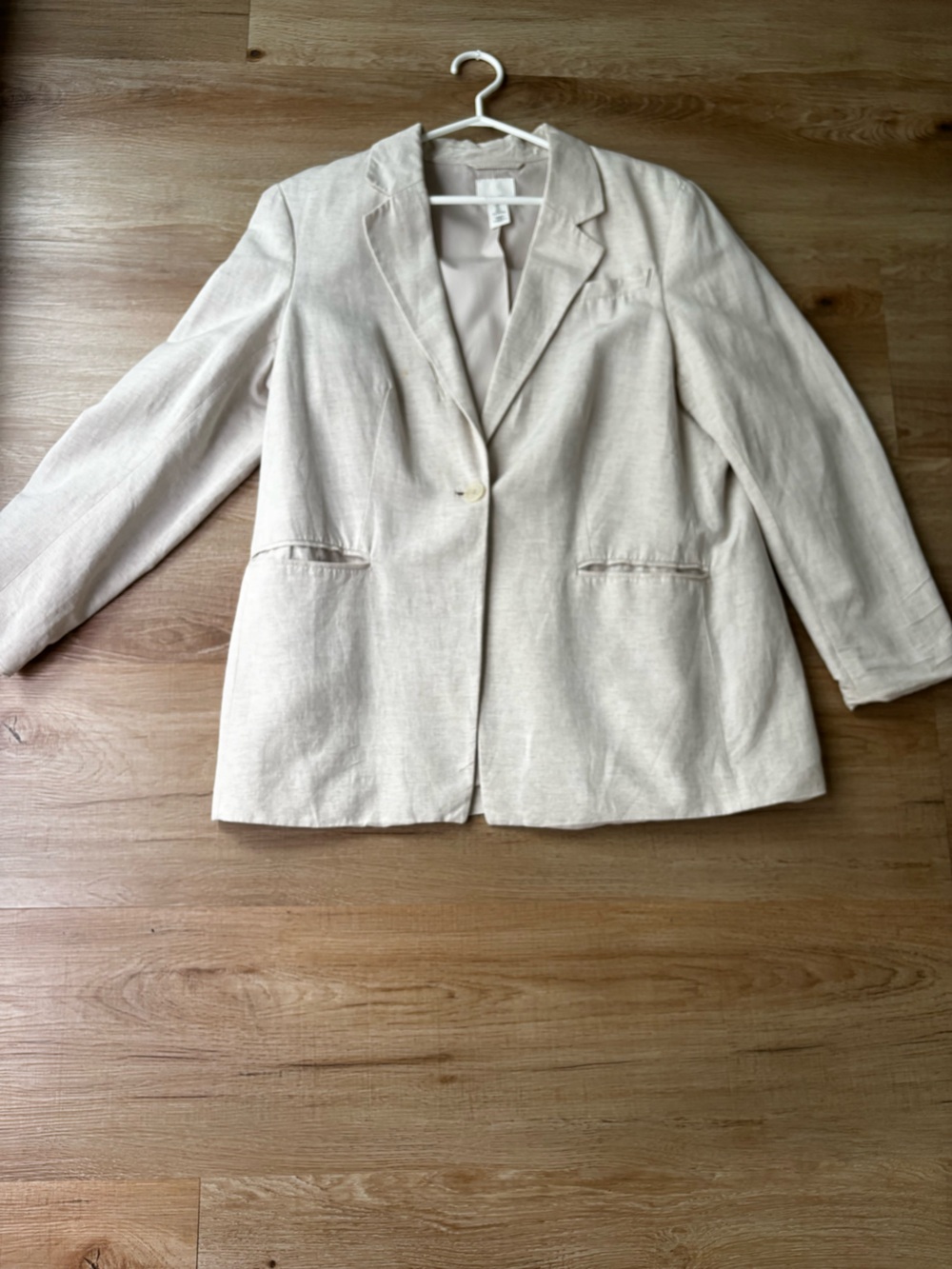 H&M Light Beige Oversized Linen-Blend Blazer - Picture 13 of 13